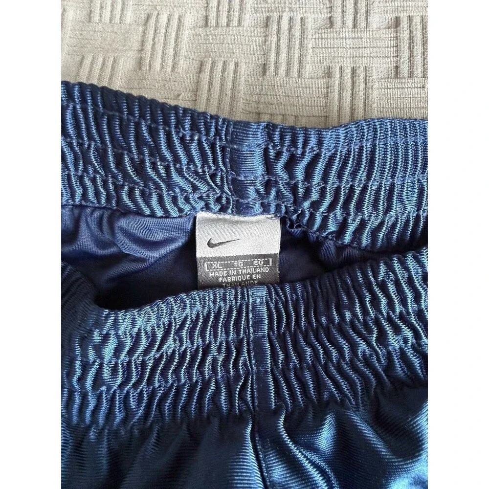 Vtg Nike Dazzle Satin Basketball Shorts Mens XL Navy Blue White Shiny Baggy Y2K